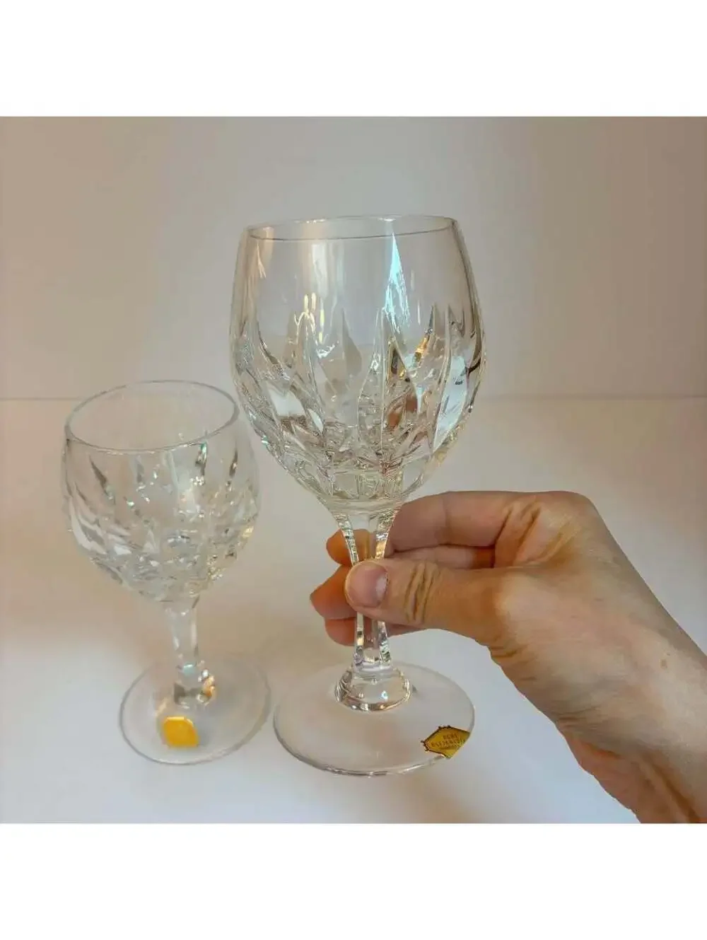 Set of 2 Vintage Nachtmann Patrizia Cut Crystal Wine Glasses West Germany